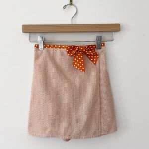 THE BAILEY BOYS Bright Orange Stripes Seersucker Polka Dot Bow Skort